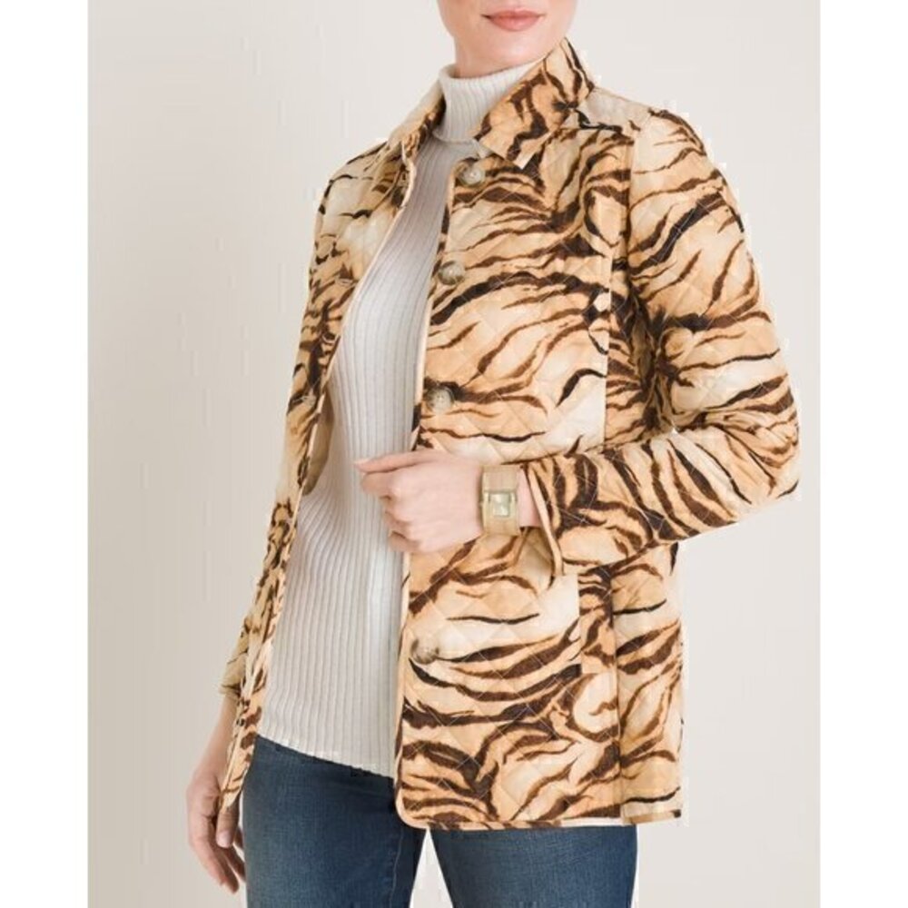 Chico's Tiger-Print Quilted Jacket Size 4 NWT